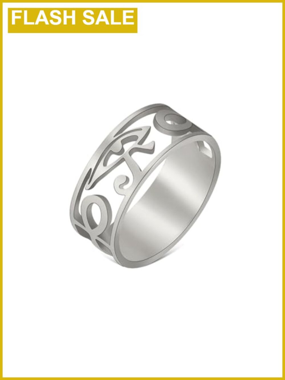 Ankh Cro ss Eye of Horus Ring Stainless Steel Egyptian Protection Amulet Jewelry